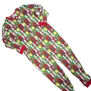 BUCKEES Pajamas Christmas Nutcracker Print Onesie Sleepwear Red Green Size 3X